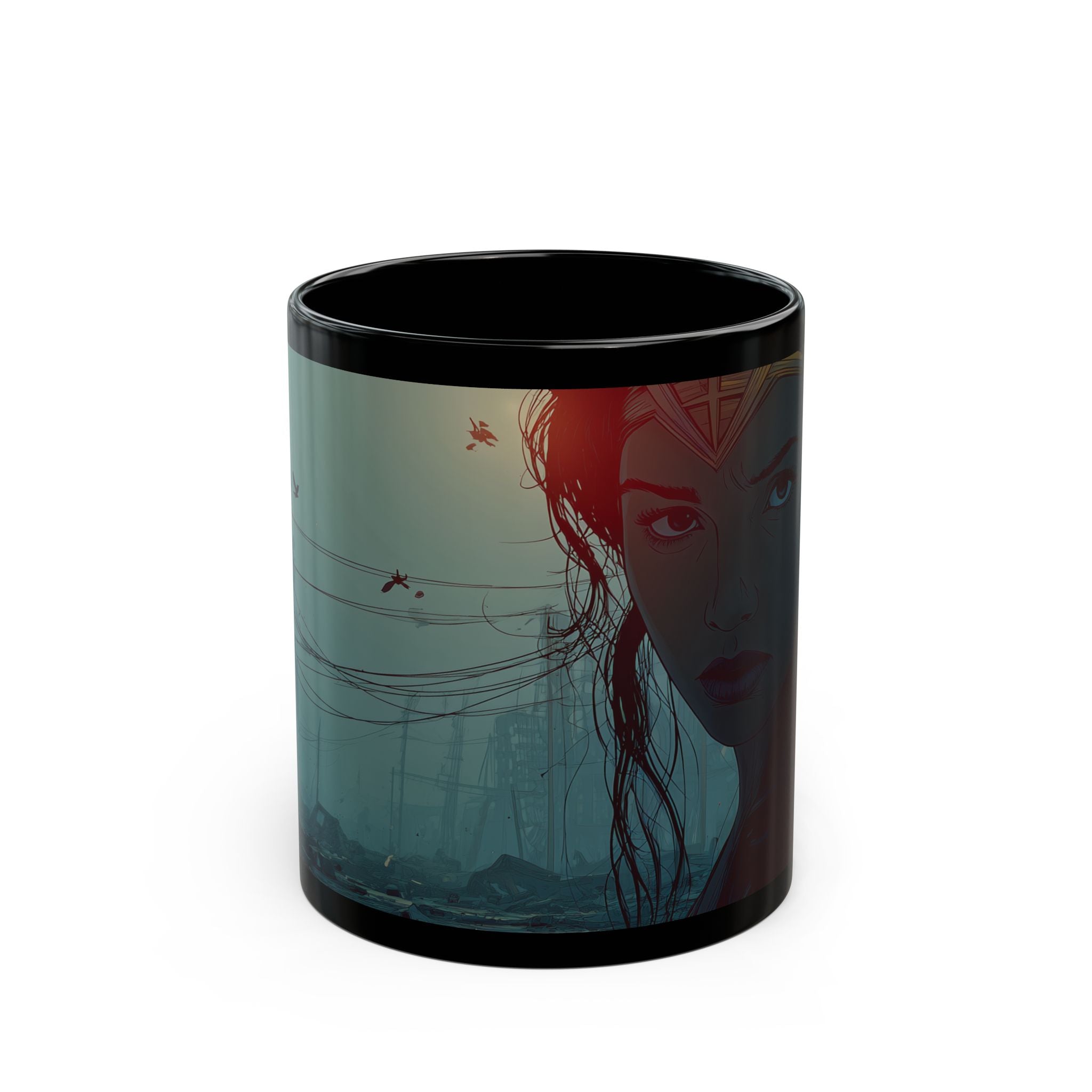 Black Mug — Warrior Woman Portrait (11oz & 15oz)