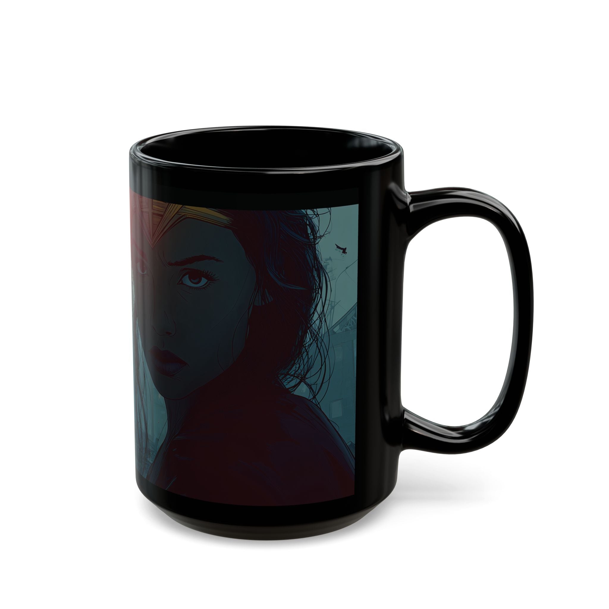 Black Mug — Warrior Woman Portrait (11oz & 15oz)