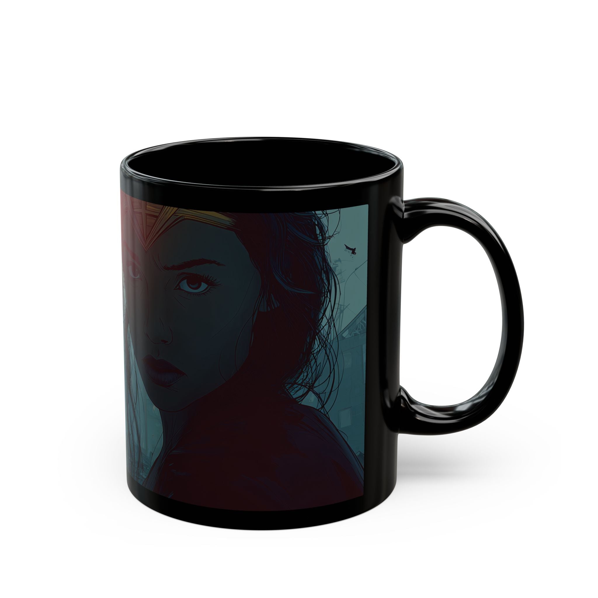 Black Mug — Warrior Woman Portrait (11oz & 15oz)