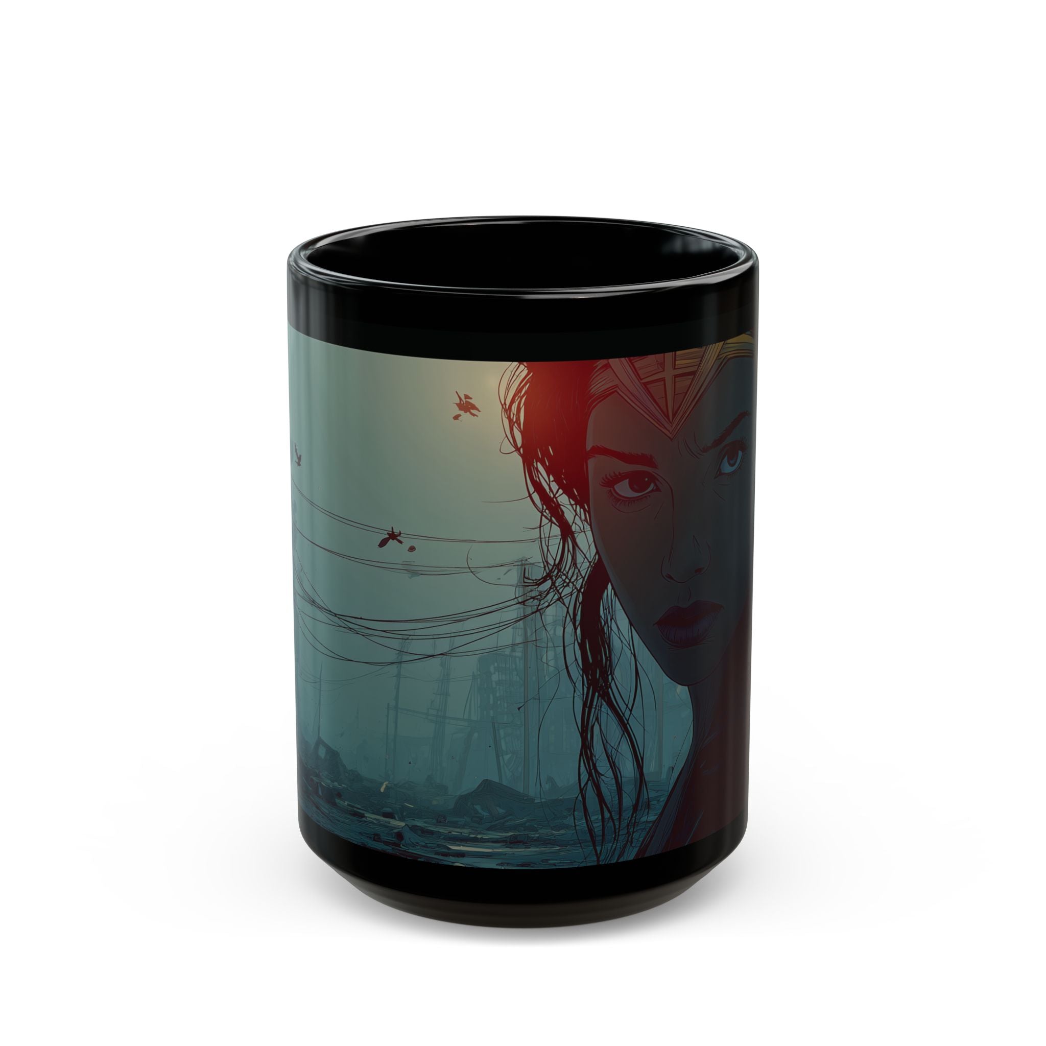 Black Mug — Warrior Woman Portrait (11oz & 15oz)